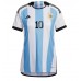 Damen Fußballbekleidung Argentinien Lionel Messi #10 Heimtrikot WM 2022 Kurzarm